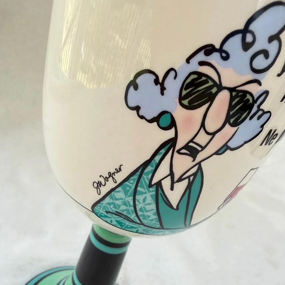 Hallmark Maxine Ceramic Goblet Wine Glass Girls Night Book Club Whimsical Funny